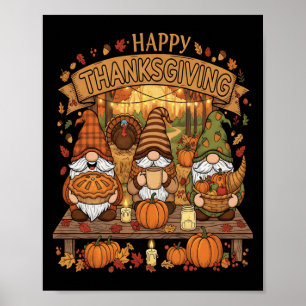 Affiche Amusant Escouade Gnome De Thanksgiving Avec Automn