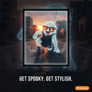 Affiche Amusant et mignon Halloween de fantôme cool et eff