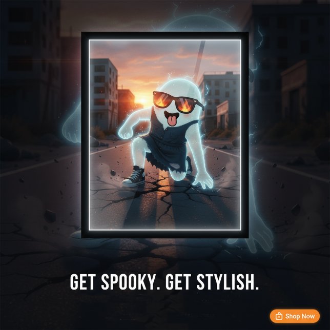 Affiche Amusant et mignon Halloween de fantôme cool et eff (Créateur téléchargé)