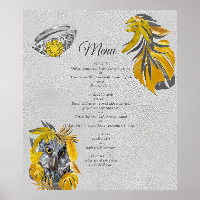 Affiche Amusant Expressif en feuille plante Jaune et Gris (Devant)