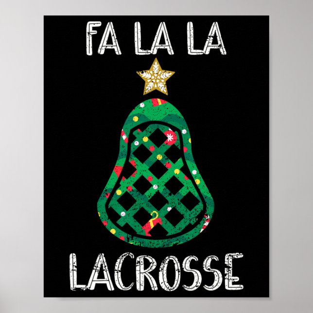 Affiche Amusant Fa La Lacrosse Joueur Lax Christmas (Devant)