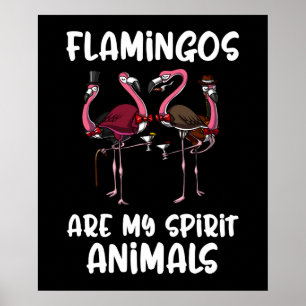 Affiche Amusant Flamant rose Oiseaux Esprit Animal