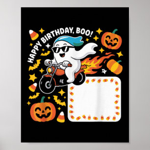Affiche Amusant Ghost Biker Design Halloween Avec Flames E
