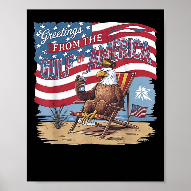 Affiche Amusant Golfe D'Usa Trump Salutations Du Golfe Du  (Devant)
