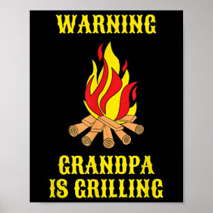 Affiche Amusant Grand-Père Grilling Fête des pères Cadeau 