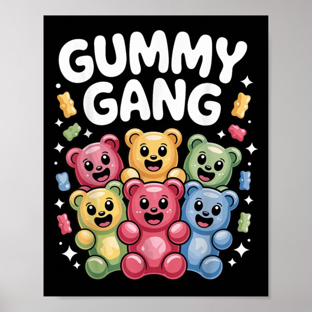 Affiche Amusant Gummy Ours Design Pour Hommes Femmes Enfan (Devant)