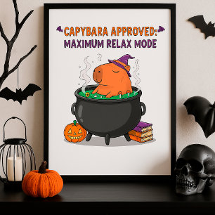 Affiche Amusant Halloween Capybara sorcière sorcière Cauld