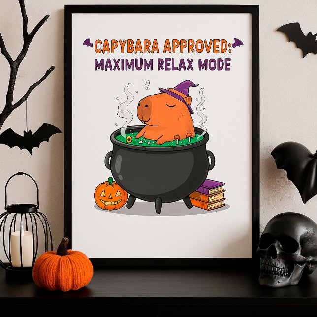 Affiche Amusant Halloween Capybara sorcière sorcière Cauld (Créateur téléchargé)
