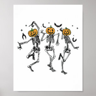 Affiche Amusant Halloween Citrouille Danser Costume squele