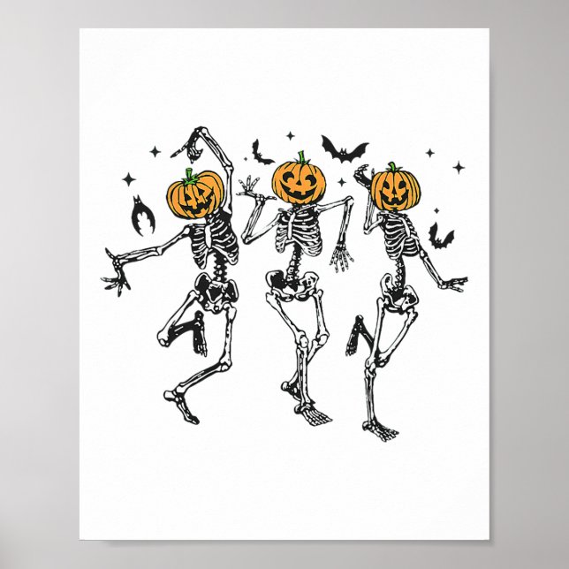 Affiche Amusant Halloween Citrouille Danser Costume squele (Devant)