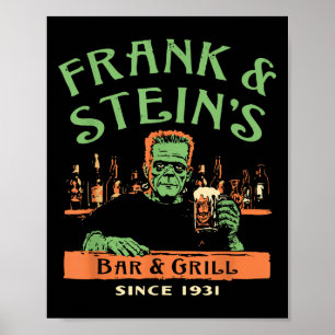 Affiche Amusant Halloween Frank Et Stein's Bar Grill