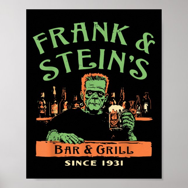 Affiche Amusant Halloween Frank Et Stein's Bar Grill (Devant)