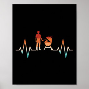 Affiche Amusant Hearbeat Grilling Barbecue Grill Lover Bar
