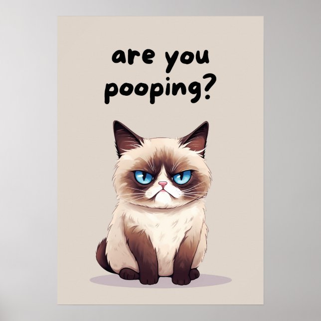 Affiche Amusant Humour de salle de bain de chats (Devant)