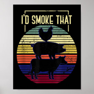 Affiche Amusant Id Fumée Que Le Chef Barbecue Grillmaster 