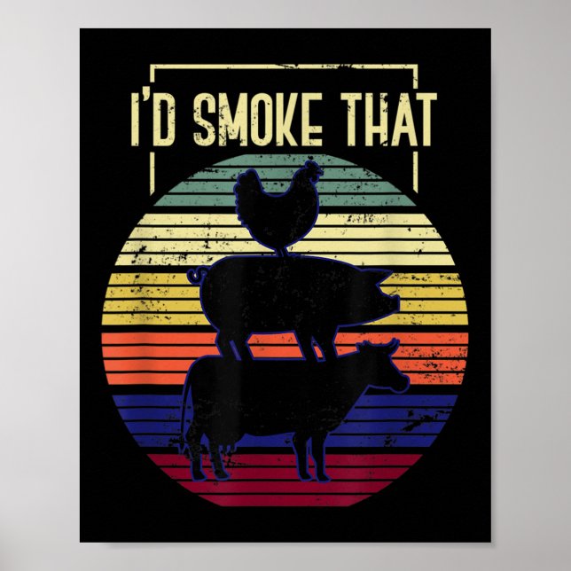 Affiche Amusant Id Fumée Que Le Chef Barbecue Grillmaster  (Devant)