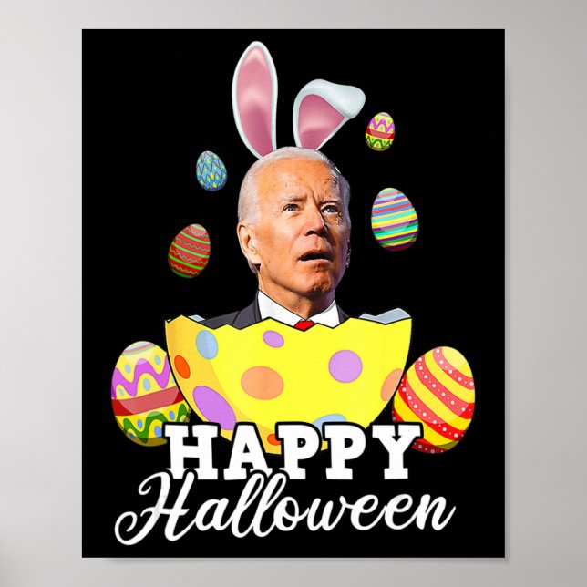 Affiche Amusant Joe Biden Heureux Halloween Confus Pâques  (Devant)