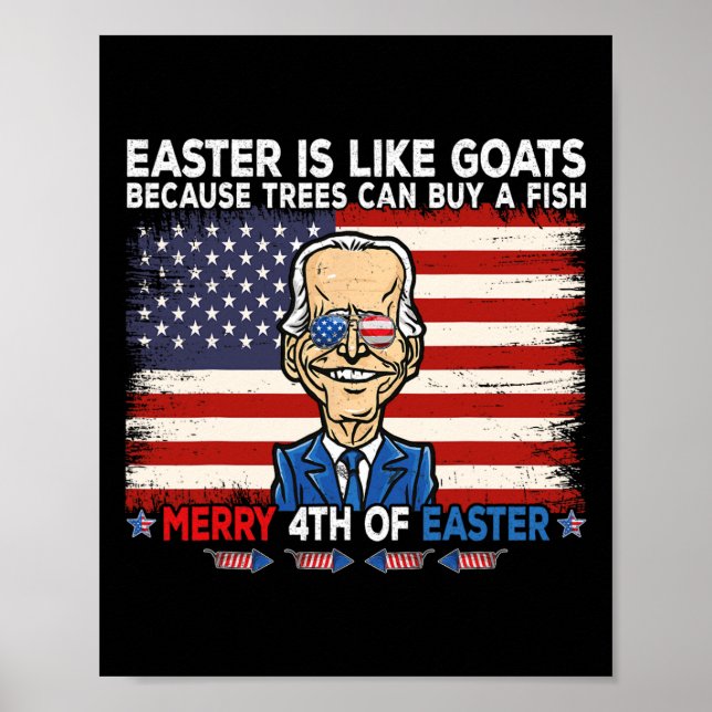 Affiche Amusant Joe Biden Joyeux 4e Conception Pâques Quat (Devant)