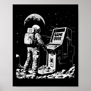 Affiche Amusant Joueur Astronaute De Jeux Dans L'Espace Vi