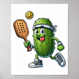 Affiche Amusant joueur de pickleball Louveur de paddleball