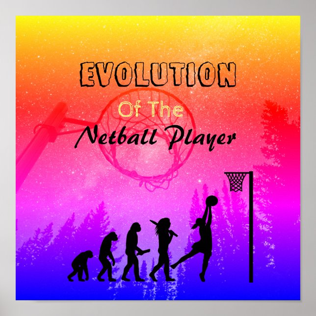 Affiche Amusant Joueur Évolution Thème Netball (Devant)