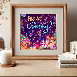 Affiche Amusant Joy Floral Trouver Joy Citation Inspirant