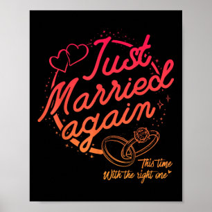 Affiche Amusant Juste Marié De Nouveau Marié Couple de la 