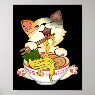 Affiche Amusant Kamala Anime Chat Manger Ramen Trump nouil