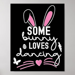 Affiche Amusant Lapin De Pâques Oreilles Danser Danse Amou
