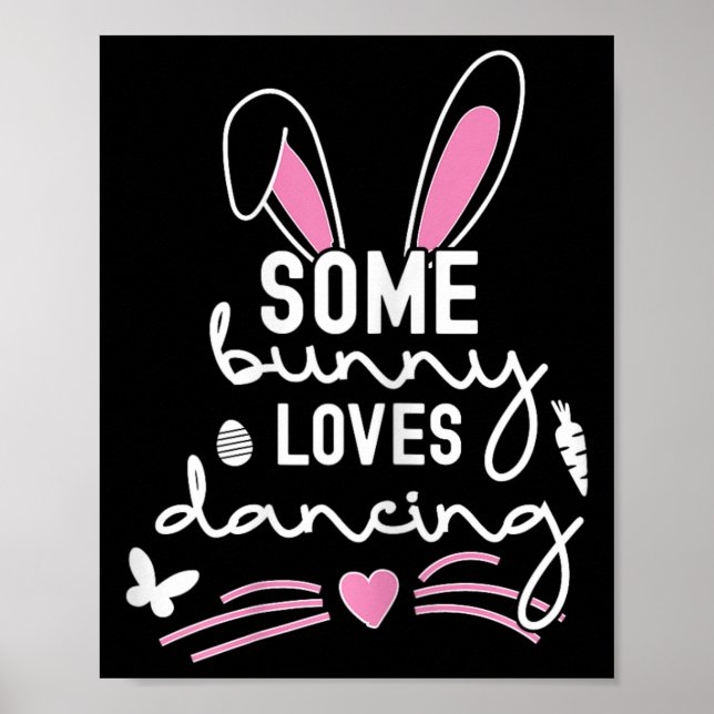 Affiche Amusant Lapin De Pâques Oreilles Danser Danse Amou (Devant)
