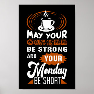 Affiche amusant lundi café mot art
