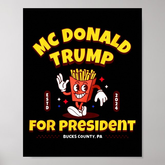 Affiche Amusant Macdonald Trump Pour Président 2024 França (Devant)