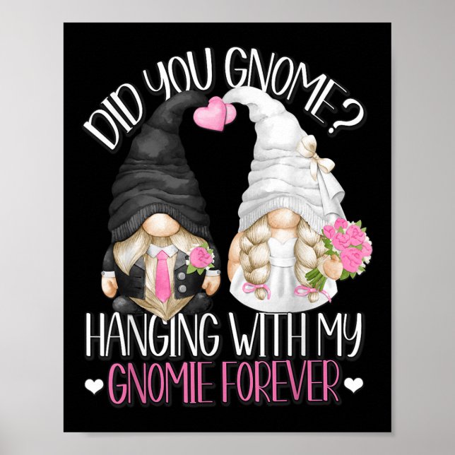 Affiche Amusant Mariage Groom Bride Gnome Pun Hanging Avec (Devant)