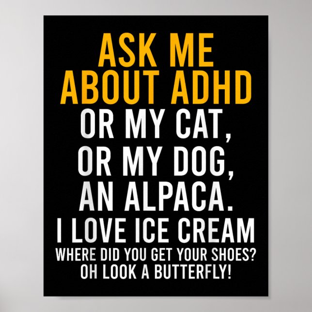 Affiche Amusant Me Demandez À Propos De Adhd Autism Mental (Devant)