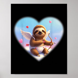 Affiche Amusant Mignon Amoureux de Paresseux Rendez-vous à