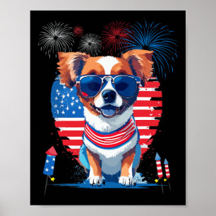 Affiche Amusant mignon Amoureux des chiens chiot fête 4 ju