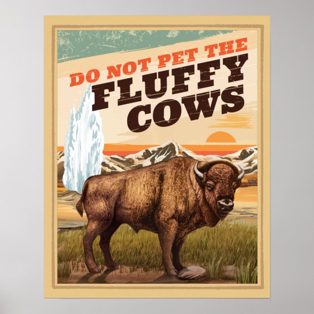 Affiche Amusant Ne Pas Animer Le Bison Des Vaches Fluffy (Devant)
