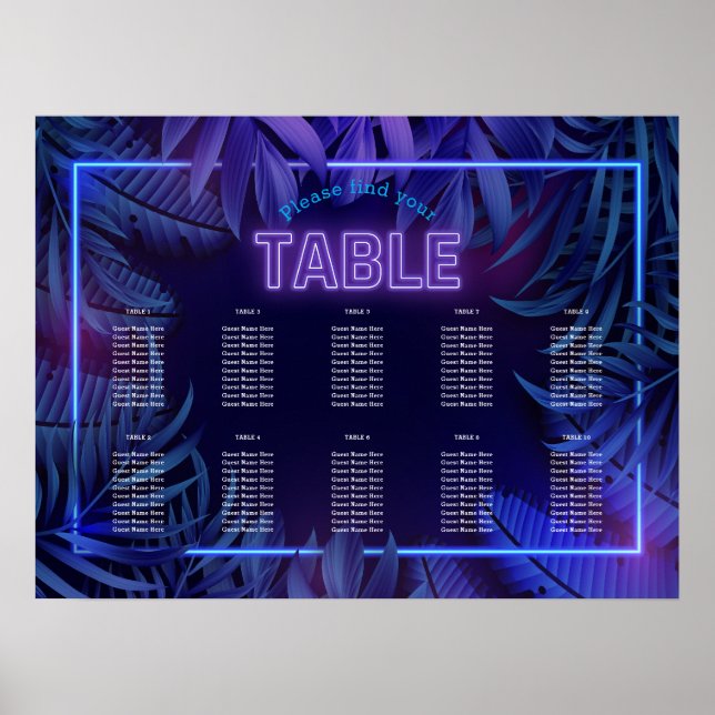 Affiche Amusant Neon Glow Birthday Téléchargeable Seize Ch (Devant)