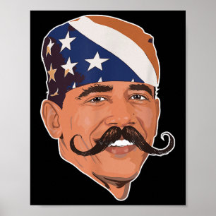 Affiche Amusant Obama Moustache Américain