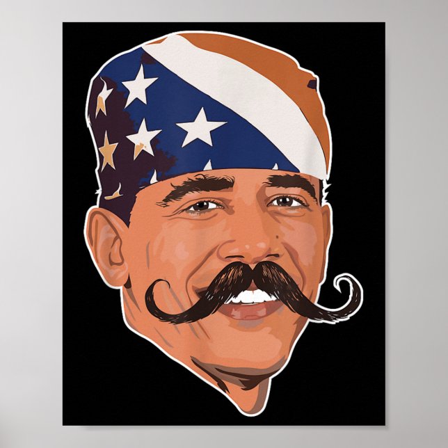 Affiche Amusant Obama Moustache Américain (Devant)