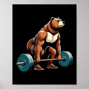 Affiche Amusant Ours Poids de levage Bodybuilding Exercice