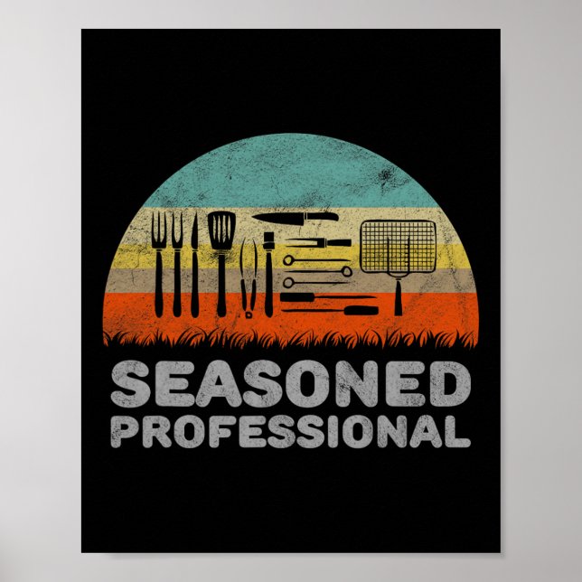 Affiche Amusant Parole De Barbecue Professionnel Saisonné (Devant)