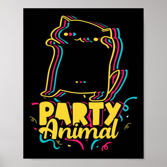 Affiche Amusant Parti Animal Disco Danser Mème Chat (Devant)
