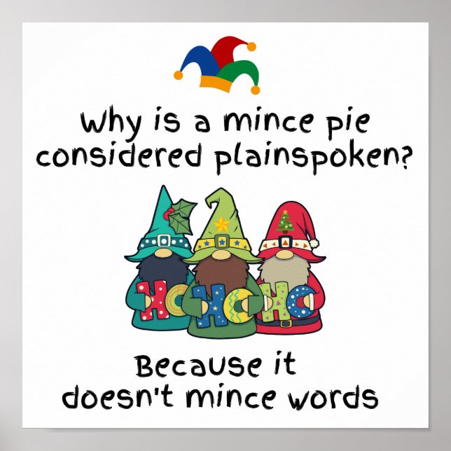 Affiche Amusant Plainspeak Mince Pie Plate Joke (Devant)