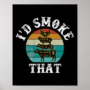 Affiche Amusant Retro Bbq Fumeur Chef Papa Cadeaux - J'aur