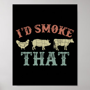 Affiche Amusant Retro Bbq Party Fumeur Chef Papa Cadeau J’