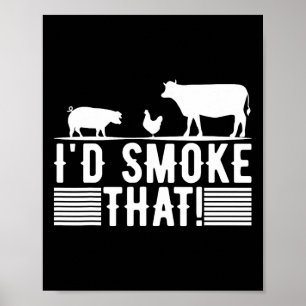 Affiche Amusant Retro Bbq Party Fumeur Chef Papa Cadeau J’