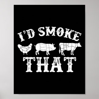 Affiche Amusant Retro Bbq Party Fumeur Chef Papa Cadeau J’