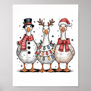 Affiche Amusant Rétro Merry Goosemas Noël Silly Goose X