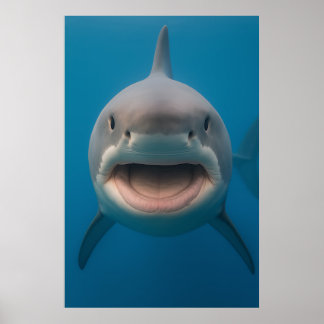 Affiche Amusant sans dents grand requin blanc peint art